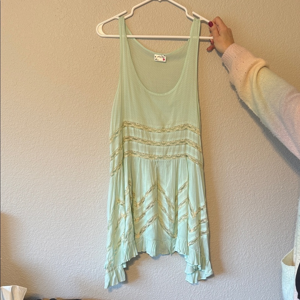 Mint Green Dress with Lace Accents